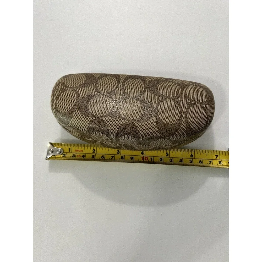Coach Signature C Monogram Tan Brown Hard Clamshell Eye Glasses Sunglasses Case - Picture 6 of 11